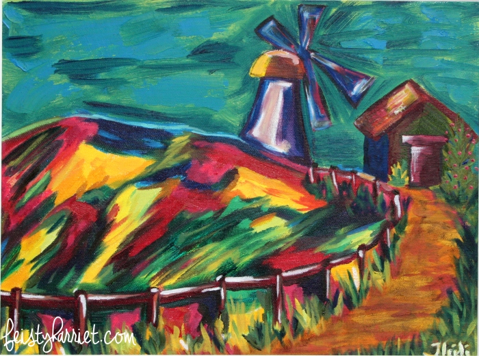 Oil painting_Windmill on the hill_feistyharriet_2016