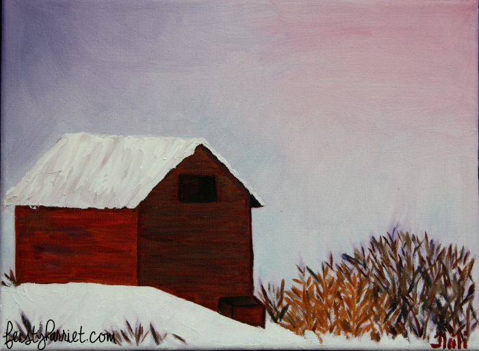Oil painting_winter barn_feistyharriet_2016